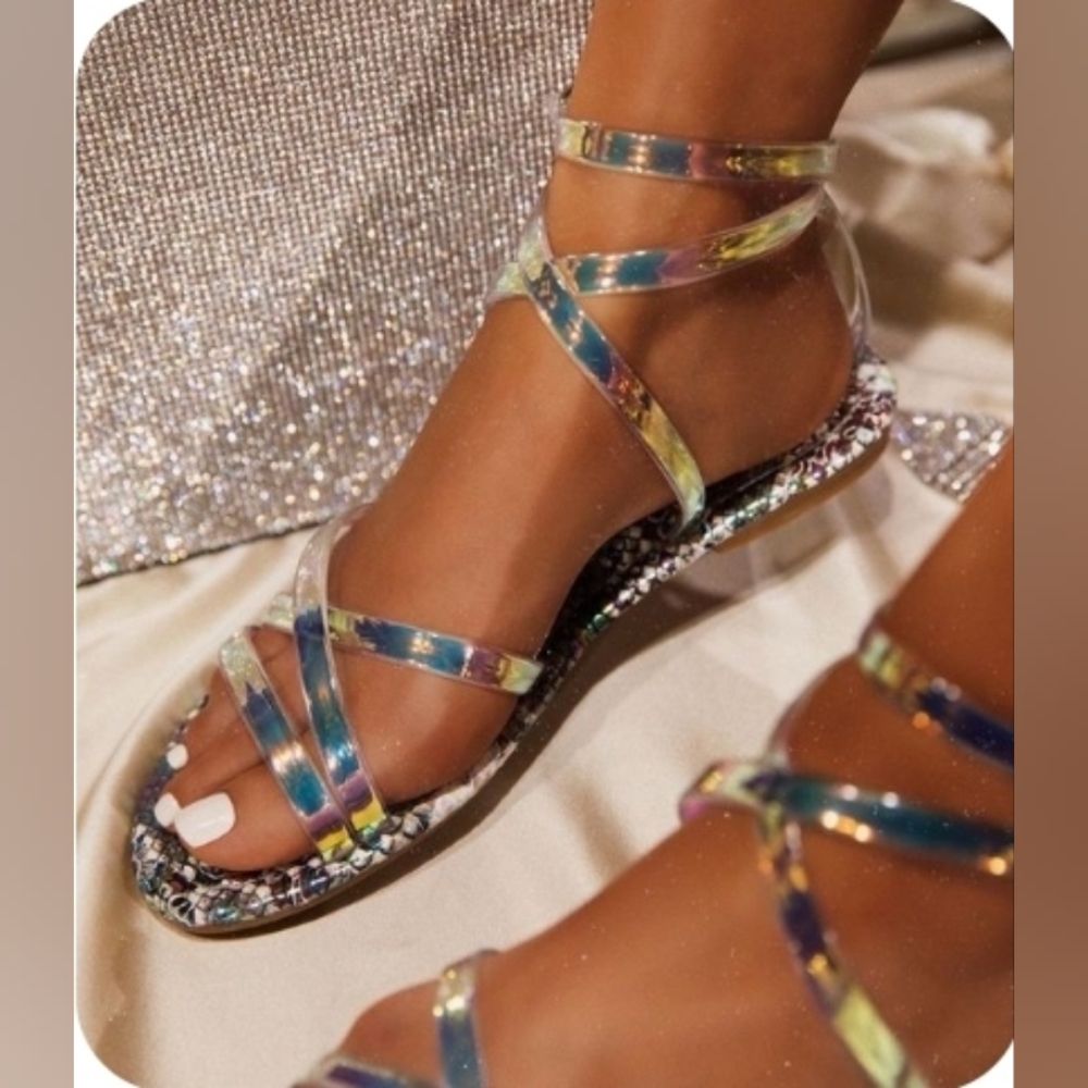 So Me Iridescent Strappy Sandals